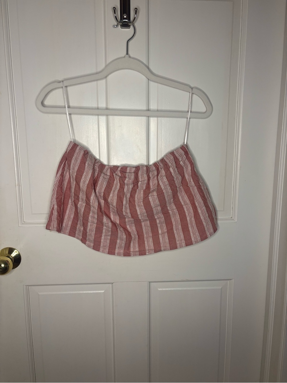 Striped Red-White Women’s Summer Strapless Top size S